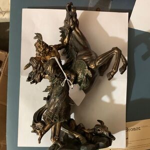 Majestic Bronze Warrior and Horse Sculpture with Certificate of Authenticity